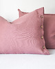 poduszki gładkie Lniana Poszewka Z Guzikami DUSTY PINK 2
