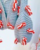 kardigany damskie Christmas candy kardigan ręcznie dziergany niebieski w cukierki 100% handmade 2