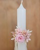 komunia - pozostałe Korsarz komunijny na rękę z pudrową różą, ozdoba na świecę 1