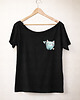 t-shirt damskie Kotek serduszko czarny Oversize 1