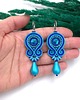 kolczyki soutache Kolczyki sutasz niebieskie chabrowo turkusowe Cleo z dużą łezką 1