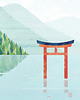 plakaty Japonia - pływająca brama Torii - plakat fine art 2
