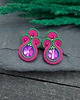 kolczyki soutache Kolczyki sutasz sztyfty różowo zielone klasyczne Holly 2