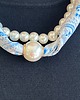 korale Naszyjnik niebieska apaszka z satyny i pereł imitujących naturalne 2
