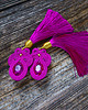 kolczyki soutache Fuksja i złoto - kolczyki sutasz z chwostami 6