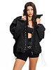 kurtki damskie Parachute washed black denim bomber jacket 3