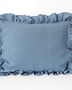 poduszki gładkie Lniana Poszewka Z Falbanką DUSTY BLUE 1