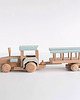 dodatki - różne Drewniany traktor z wozem drabiniastym 2