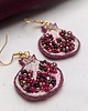 kolczyki z piórami Ręcznie wyszywane kolczyki - owoce granatu - ozdobione koralikami 2