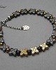 bransoletki z kamieni naturalnych Graphite - gold /flower/ - bransoletka 1