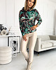 bluza z kapturem damska 390-2 Bluza kangurka z kapturem - turkusowo-brązowy marmur 1