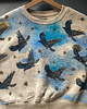 bluza bez kaptura damska Bluza oversize w print z krukami i złotymi gwiazdami na niebie S 4