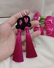 kolczyki soutache Kolczyki z chwostami fuksja, różowe chwosty, czarne klipsy 2