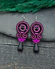 kolczyki soutache Kolczyki sutasz czarno fuksjowe eleganckie wiszące z dużą łezką Cleo 2