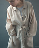 płaszcze damskie Płaszcz z siatki lnianej w kolorze naturalnym beżowym 1