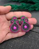 kolczyki soutache Kolczyki sutasz sztyfty małe zielono różowe z kryształkami Gracia 1