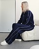 komplety damskie Gaia rozpinany komplet z lamówkami granatowy 1