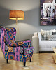 fotele Fotel uszak Barcelona we wzory, kolorowy, patchwork, welurowy 2