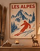 plakaty PLAKAT GÓRY narty SKI zimowy sport Alpy retro personalizacja 4
