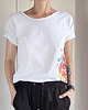 t-shirt damskie Kwiaty na boku Biały Oversize 3