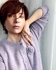 kardigany damskie Kardigan z różą z baby alpaki i wełny jagnięcej, liliowy 3