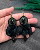 kolczyki soutache Kolczyki sutasz zielono czarne z kwiatami Bloom 1