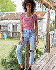 t-shirt damskie T-shirt Perfect Lines Paski Czerwone - Rozmiar: 1