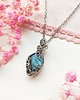 wisiory Naszyjnik Labradoryt Niebieski stal chirurgiczna wisiorek handmade wirewrapping 2