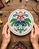 Ozdoby na ścianę Koguty łowickie - ecru, haft w tamborku 20 cm 4