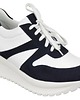 sneakersy damskie Sneakersy skórzane -  biało granatowe- snurowane   (6166) 3