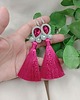 kolczyki soutache Kolczyki chwosty amarant fuksja różowe szare srebrne 4