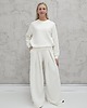 komplety damskie Sarai wygodny komplet bluza i szerokie spodnie z zakładkami Cream 1