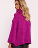 swetry damskie  Sweter z golfem i szerokimi rękawami - amarantowy(M-822) 2