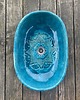 umywalki UM48 Umywalka ceramiczna, owalna, duża, kolor turkusowy z folkową koronką 2