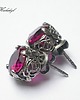 kolczyki wire wrapping Koronkowe -ruby sztyfty 1