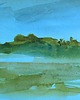 obrazy Akwarela Pejzaż traw oryginalny obraz niebieski papier 10,5x22 cm 1