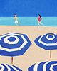 plakaty Sopot - plaża z parasolkami - plakat fine art 2