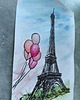 grafiki i ilustracje Paryż Francja wieża Eiffla miasta akwarela obraz balony pejzaż miejski 21x30 1