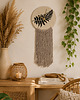 Ozdoby na ścianę Ceramiczny zegar ścienny z makramą handmade paproć 2