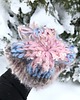 czapki damskie Wełniana czapka handmade kolorowe ozdobne włóczki wełna jasny beż 5