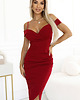 sukienki midi damskie 564-8 CALLIE Sukienka midi z odkrytymi ramionami i dekoltem - bordowa 1