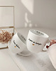 kubki Zestaw 2 białych kubków porcelanowych 300 ml - motyw złotego serca z napisem 3
