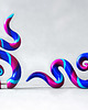 kolczyki z masy plastycznej Długie kolczyki spiralki fioletowo-niebieskie 2