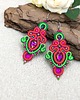 kolczyki soutache Tilla kolczyki sutasz zielono różowe wiosenne barwne z kryształkami 2