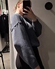 swetry damskie  Sweter szaro-niebieski krótki bawełniany miękki oversize 2