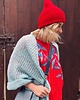czapki damskie CZAPKA Beanie merino makowa czerwień daboo 2