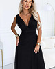 sukienki maxi damskie 687-1 Elegancka sukienka maxi z kopertowym dekoltem i odkrytymi plecami - czarna 3