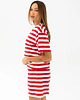 t-shirt damskie Bluzka Joy Szerokie Paski Czerwone 2
