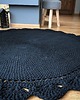 dywany Okrągły dziergany dywan ,czarny dywan 140cm 3