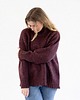 swetry damskie  TAJRA - Oversizowy Sweter z Golfem Bordowy Melanżowy 100% Wełny Merino 4